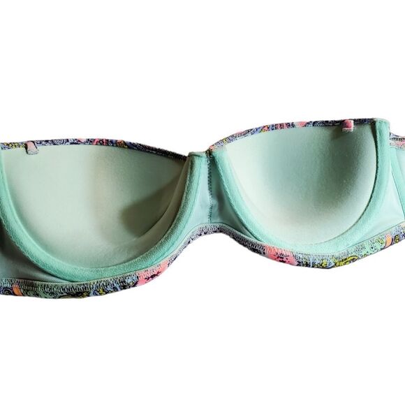 VICTORIAS SECRET Paisley strapless swim top 32D - Picture 3 of 4